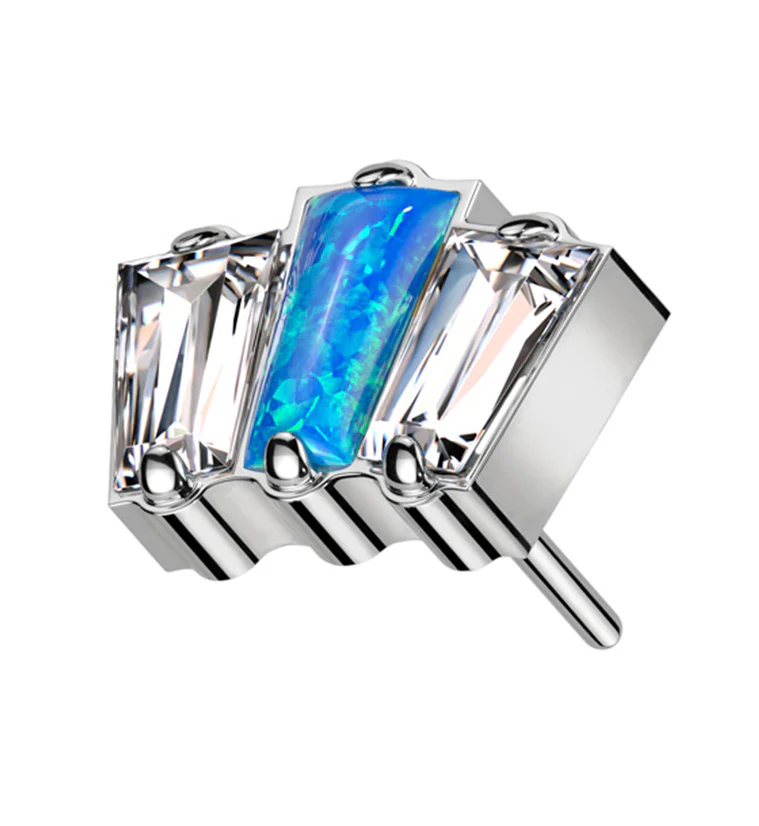 Trinal Blue Opalite Clear CZ Titanium Threadless Top - Mrs Treak