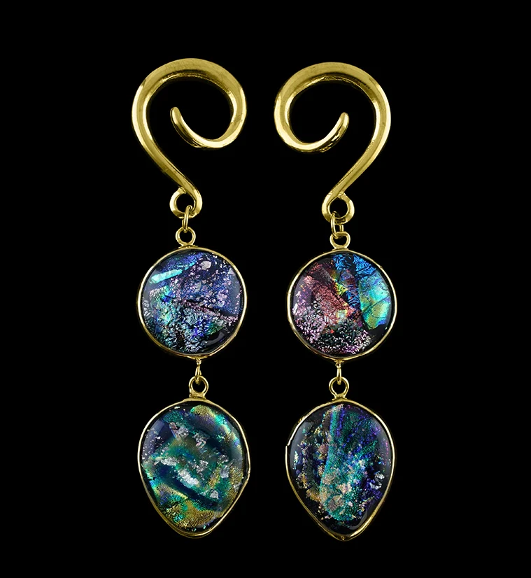 Double Galaxy Glass Hanging Ear Weights - Mrs Treak