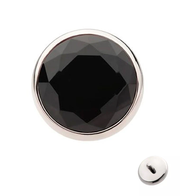 Faceted Black Onyx Stone Titanium Internally Threaded Top - Mrs Treak