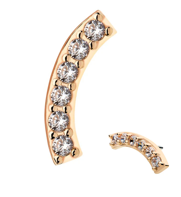 14kt Gold Arch CZ Threadless Top - Mrs Treak