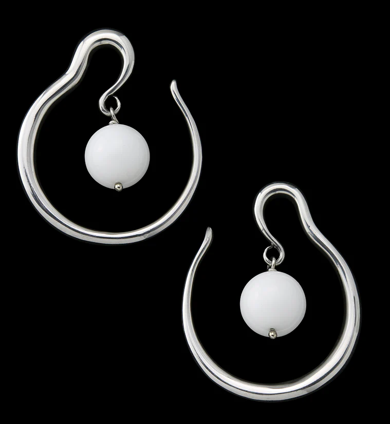 White Jade Orbital White Brass Ear Weights - Mrs Treak