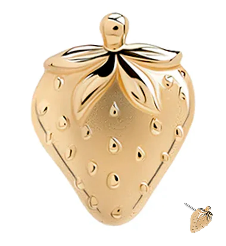 14kt Gold Strawberry Threadless Top - Mrs Treak