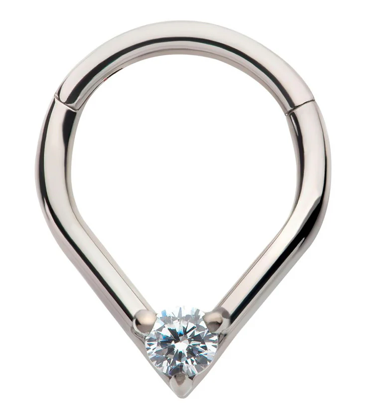Point Clear CZ Titanium Hinged Segment Ring - Mrs Treak