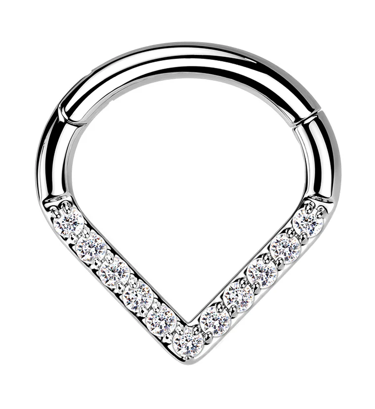 Teardrop CZ Titanium Hinged Segment Ring - Mrs Treak