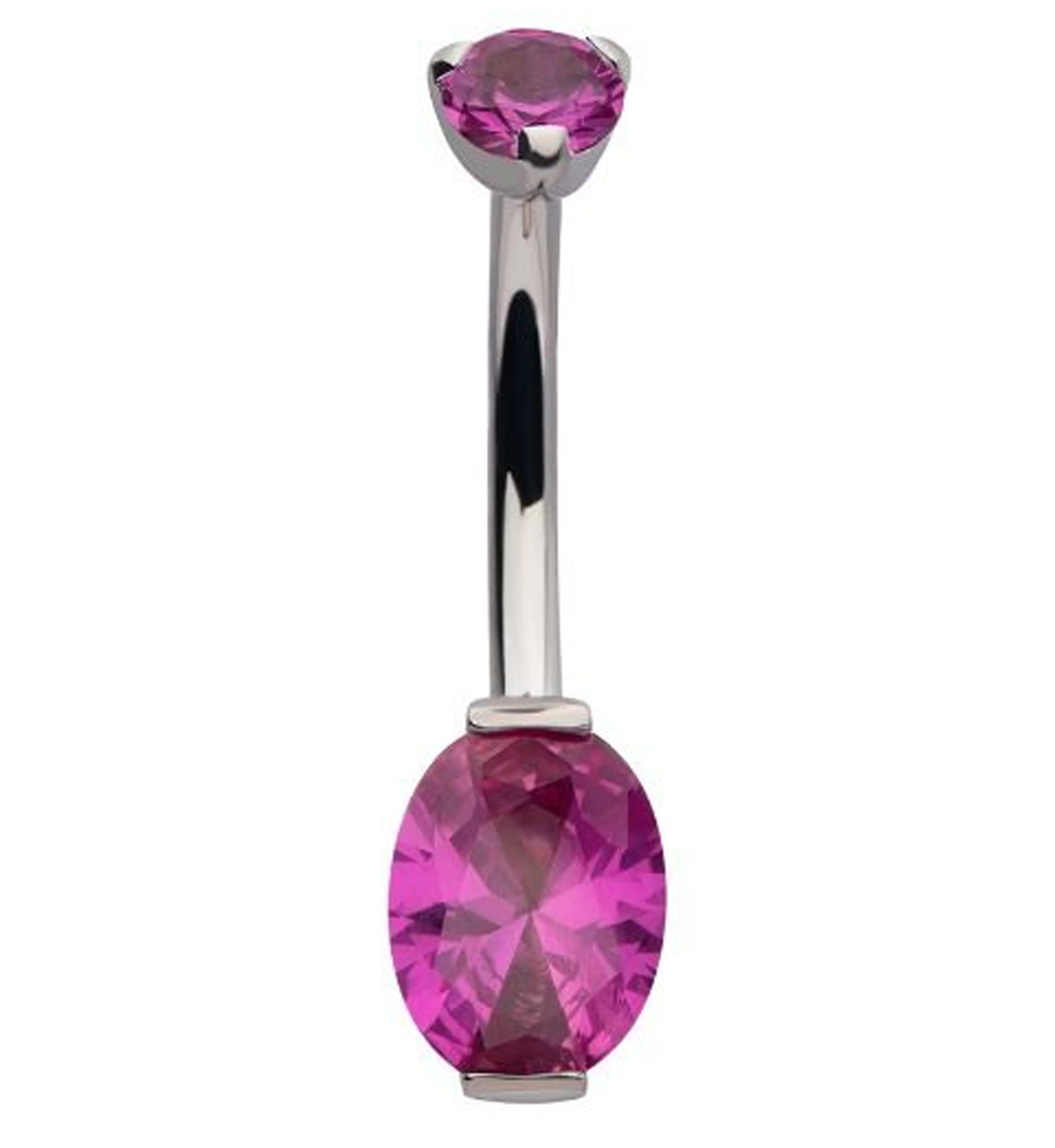 Oval Fuchsia CZ Titanium Belly Button Ring - Mrs Treak