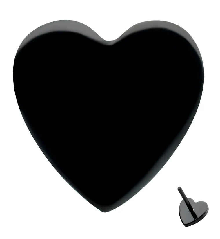Black PVD Heart Titanium Threadless Top - Mrs Treak