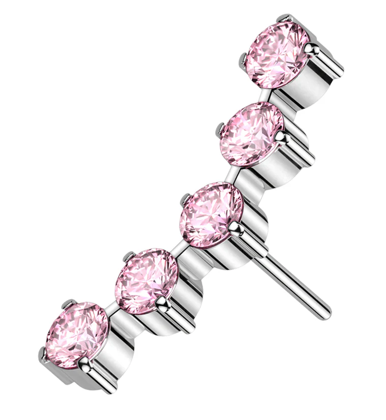 Flex Pink CZ Threadless Titanium Top - Mrs Treak