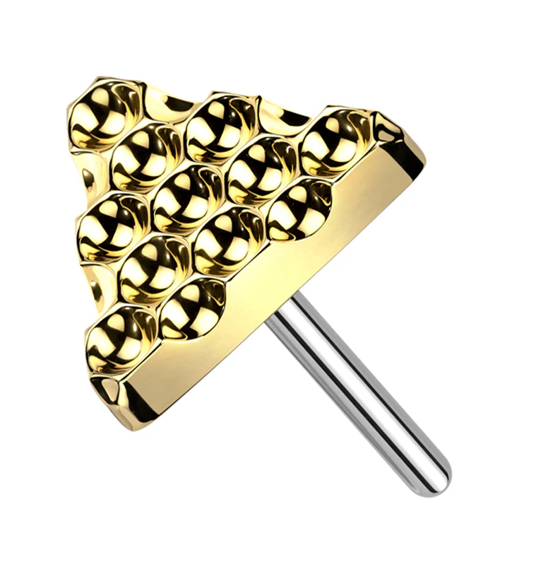 Gold PVD Beaded Triangle Titanium Threadless Top - Mrs Treak
