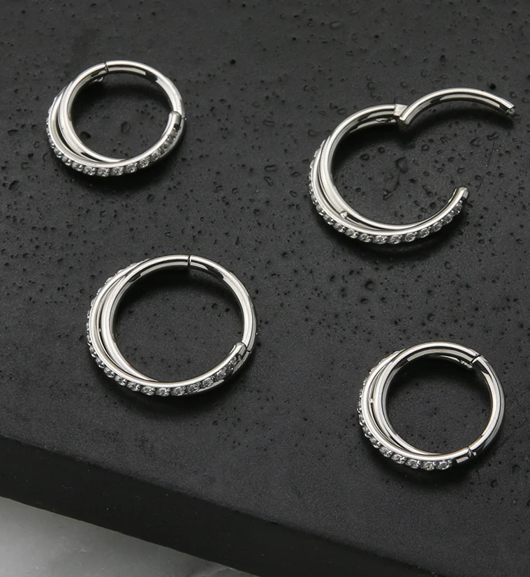 Entwine CZ Stainless Steel Hinged Segment Ring - Mrs Treak