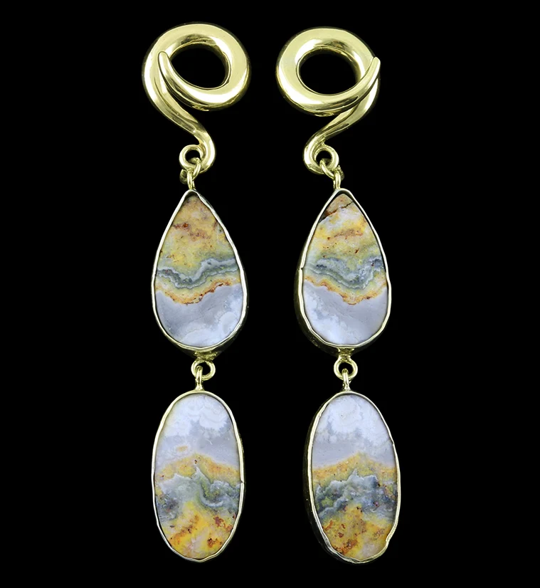 Double Bumblebee Jasper Stone Ear Weights Version 2 - Mrs Treak