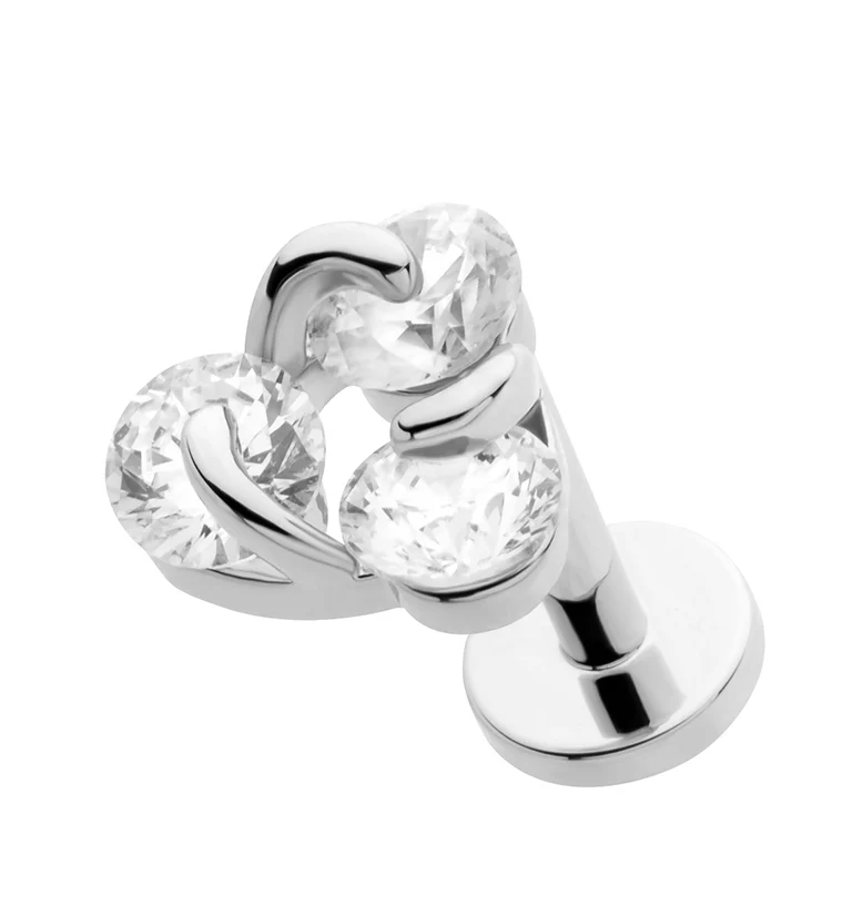 Trinity Twist CZ Stainless Steel Threadless Labret - Mrs Treak