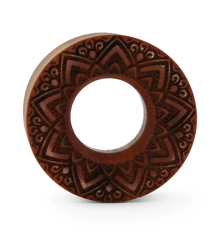 Etched Mandala Saba Wood Tunnel Plugs - Mrs Treak