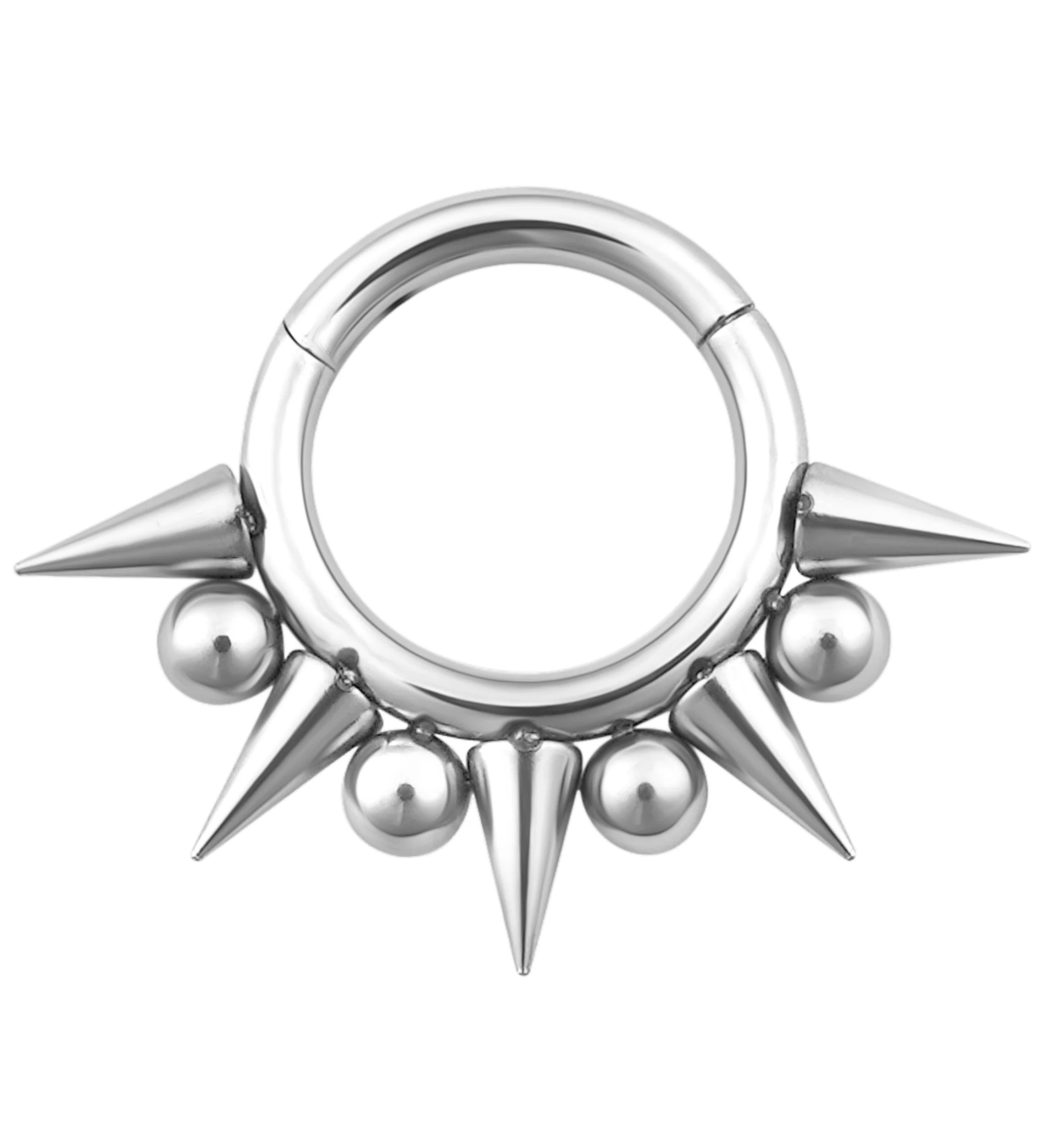 Spike And Ball Stainless Steel Hinged Segment Ring - Mrs Treak