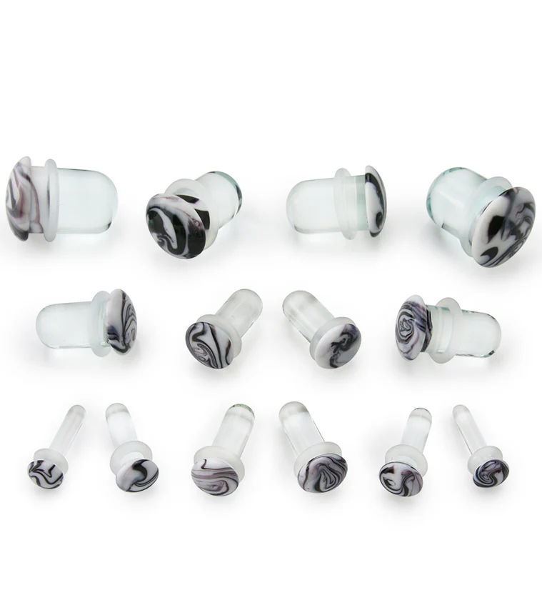 Purple & White Haze Single Flare Glass Plugs - Mrs Treak