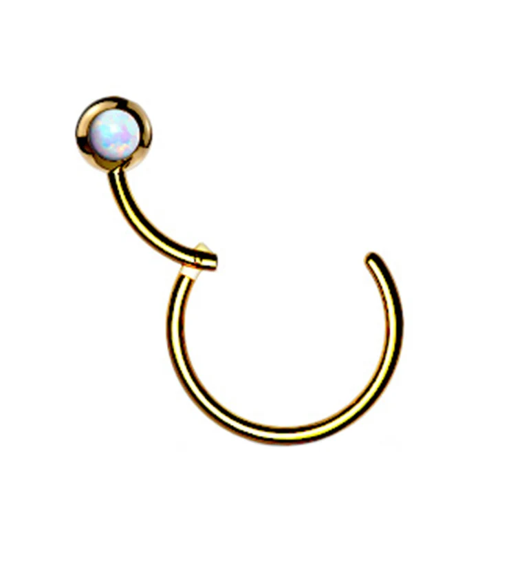 Gold PVD Opalite Hinged Segment Hoop Ring - Mrs Treak