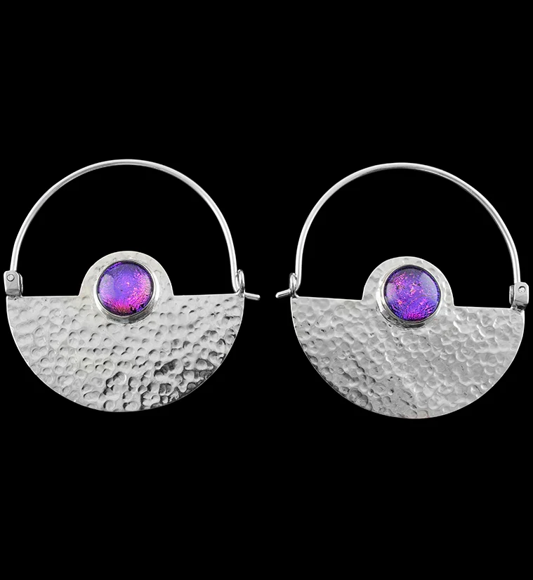 14G Acicular Lilac Purple Glass White Brass Hangers - Mrs Treak