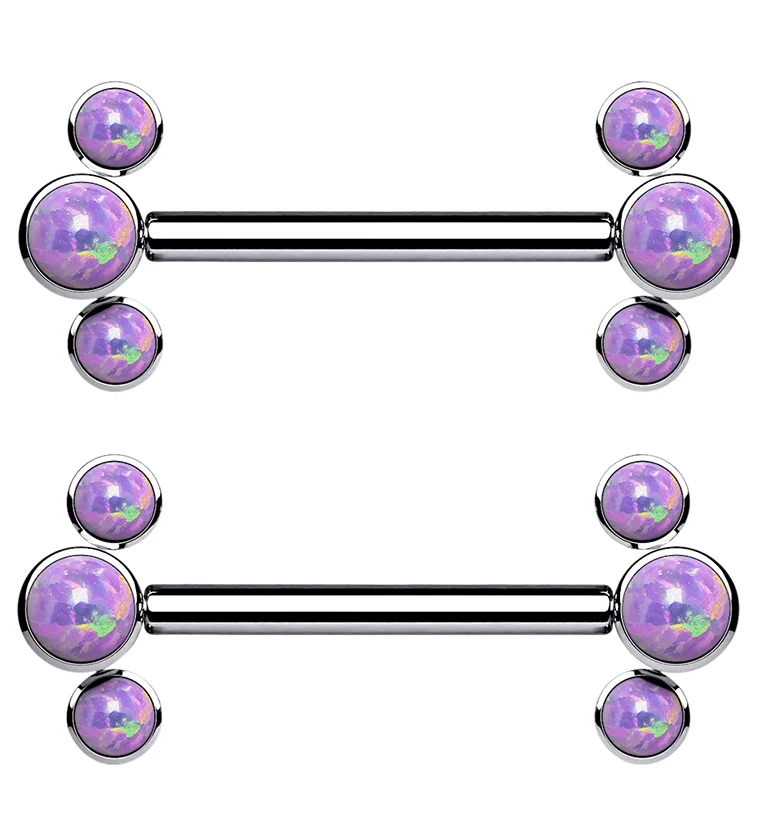 14G Trice Purple Opalite Titanium Nipple Ring Barbell - Mrs Treak