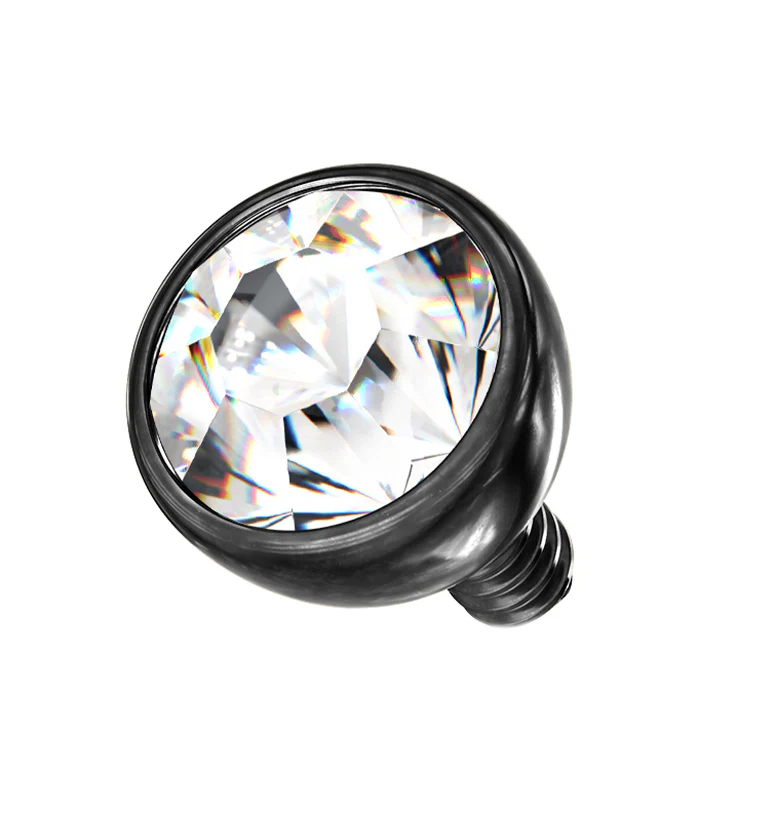 Black PVD Bezel Clear CZ Stainless Steel Internally Threaded Top - Mrs Treak