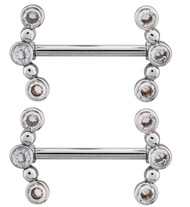 Alternate Arch Clear CZ Stainless Steel Nipple Barbell - Mrs Treak