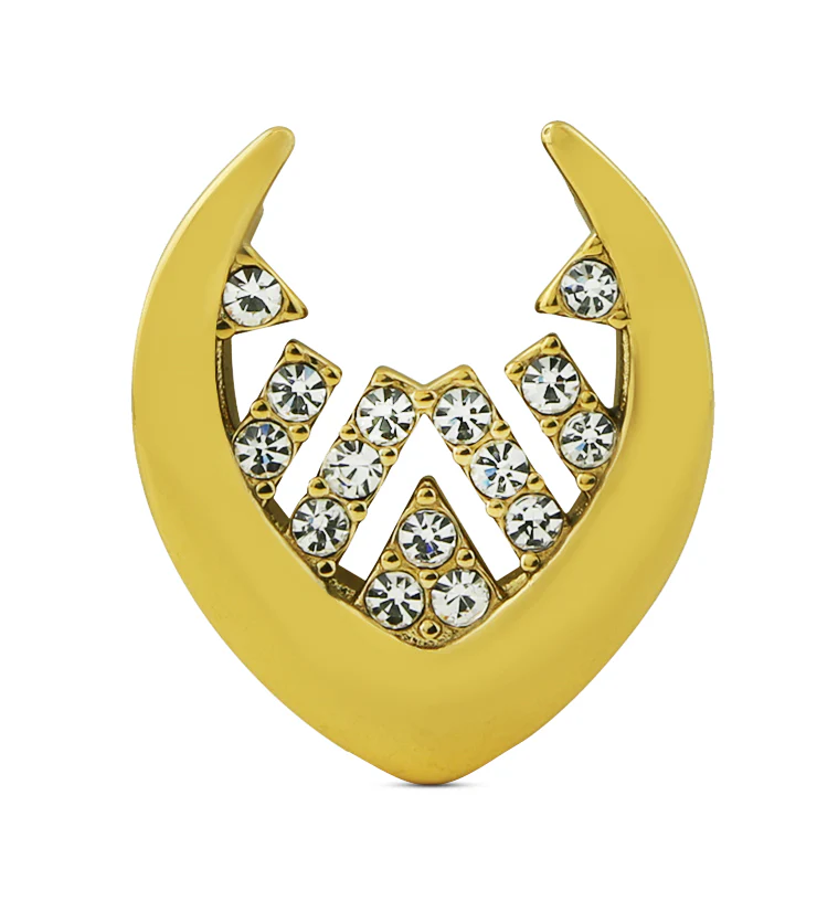 Gold PVD Geo Pave Clear CZ Stainless Steel Saddles - Mrs Treak