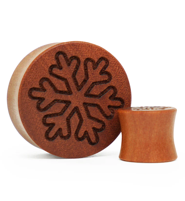 Snowflake Engraved Wood Plugs - Mrs Treak