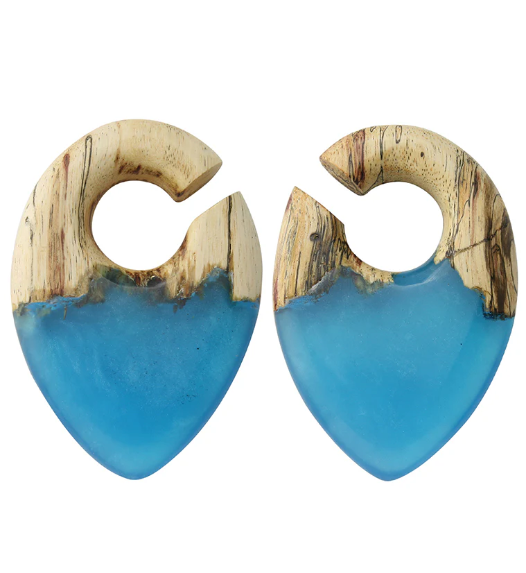 Ocean Resin Splash Tamarind Wood Ear Weights - Mrs Treak