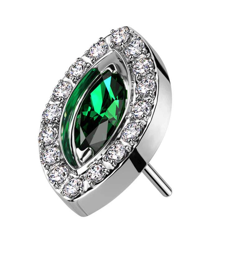 Oculus Emerald CZ Titanium Threadless Top - Mrs Treak