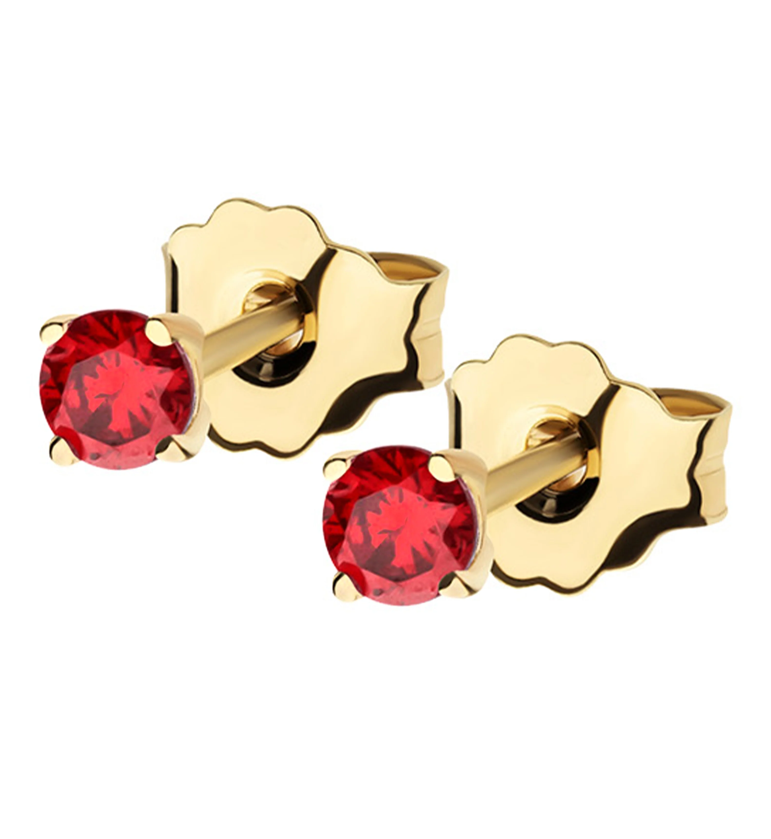 14kt Gold January Birthstone Garnet CZ Stud Earrings - Mrs Treak
