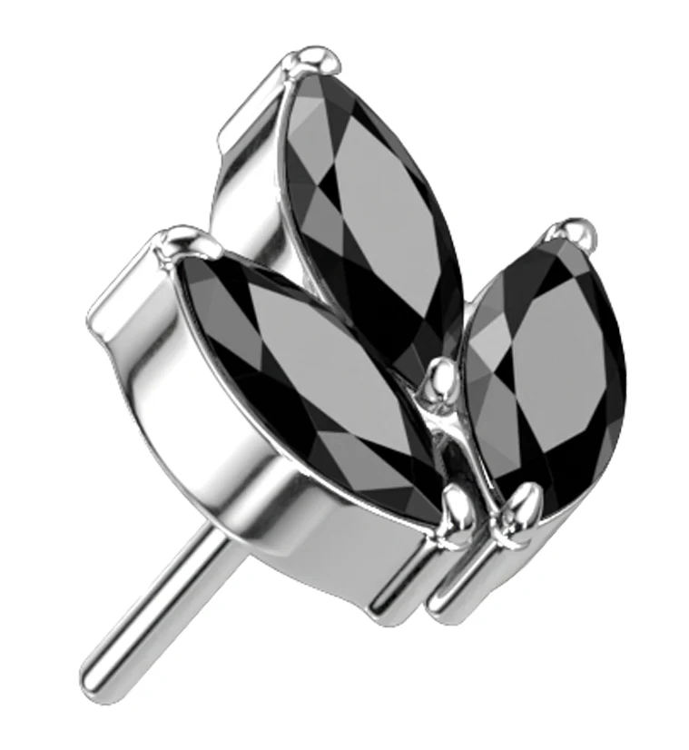 Frond Black CZ Threadless Titanium Top - Mrs Treak