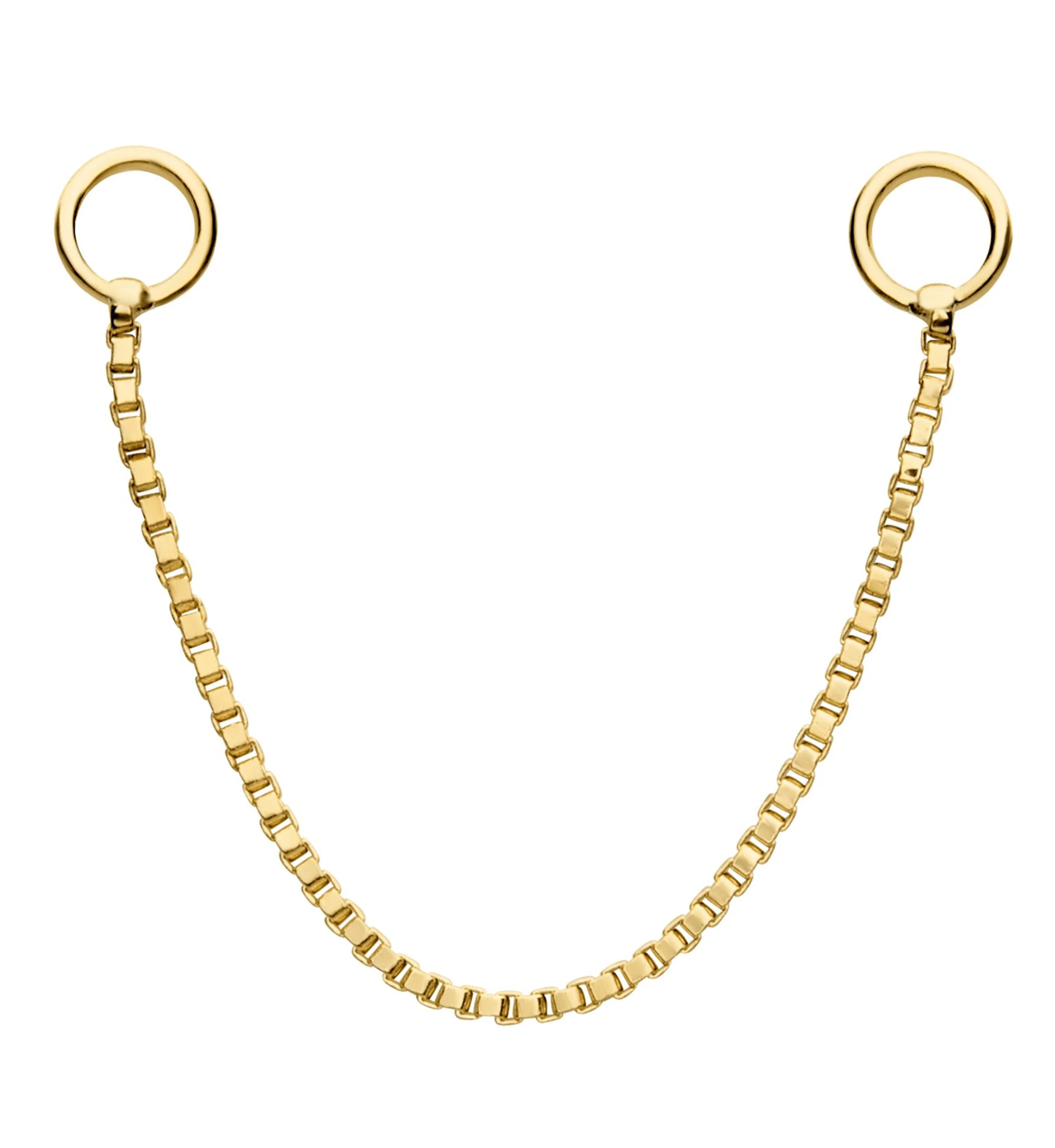 14kt Gold Box Nose & Cartilage Piercing Chain - Mrs Treak