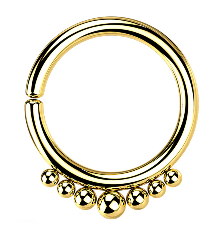 Gold PVD Beaded Annealed Seamless Hoop Ring - Mrs Treak