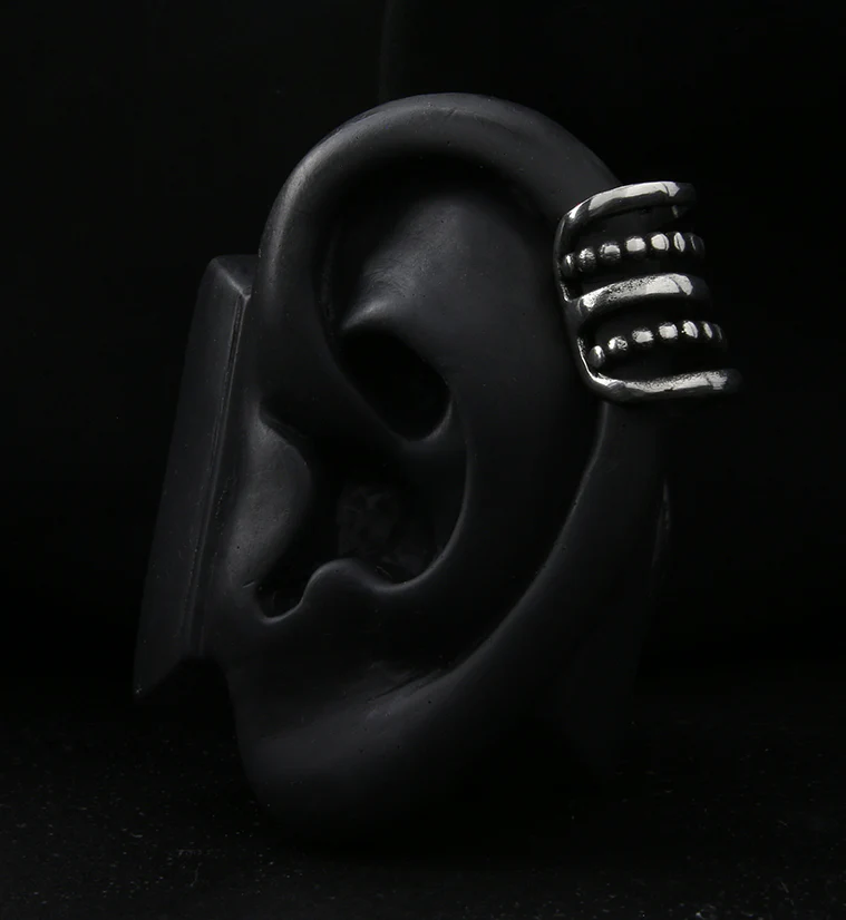 Beaded Long Coil White Brass Ear Cuff - Mrs Treak