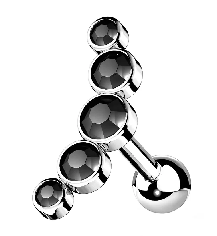 16G Black Gem Arc Cartilage Barbell - Mrs Treak