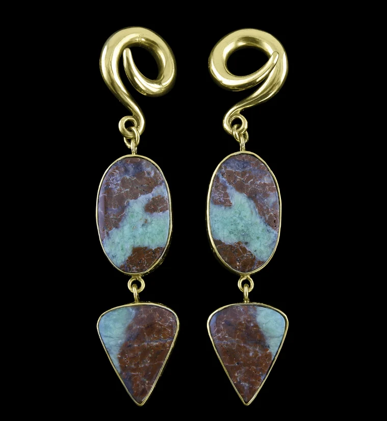 Double Chrysoprase Stone Ear Weights Version 4 - Mrs Treak