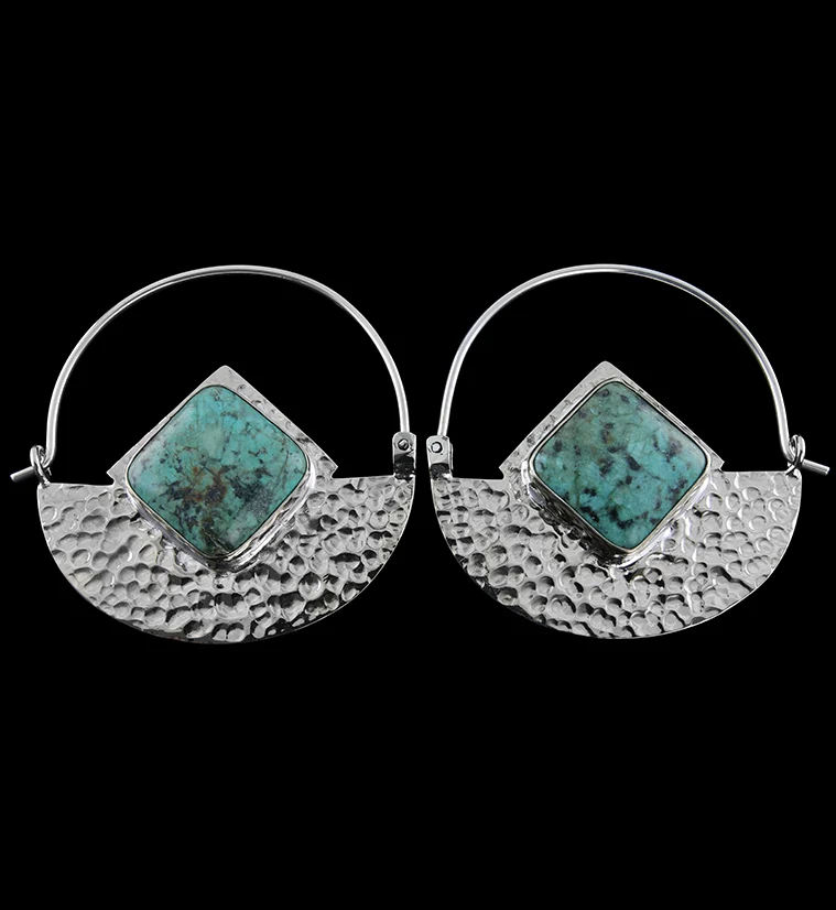 14G Accord Chrysocolla Stone White Brass Hangers - Mrs Treak