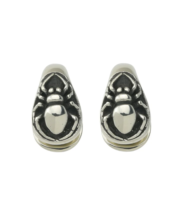 Spider Keyhole White Brass Ear Weights - Mrs Treak