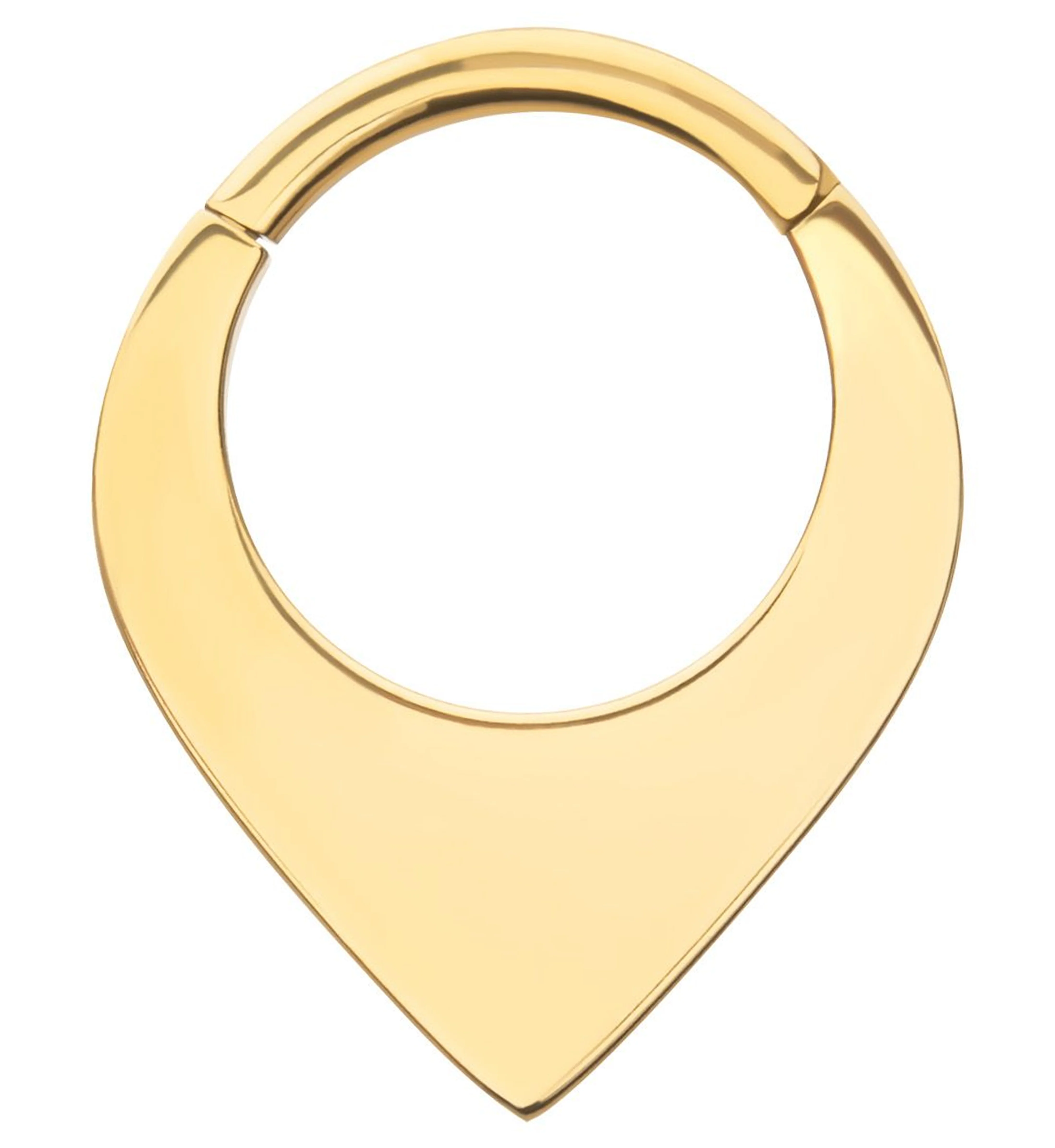 24kt Gold PVD Flat Point Titanium Hinged Segment Ring - Mrs Treak