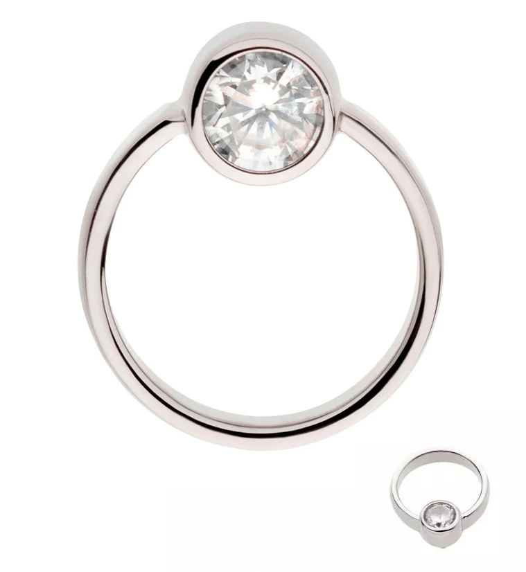 Orbit Top Clear CZ Internally Threaded Titanium Top - Mrs Treak