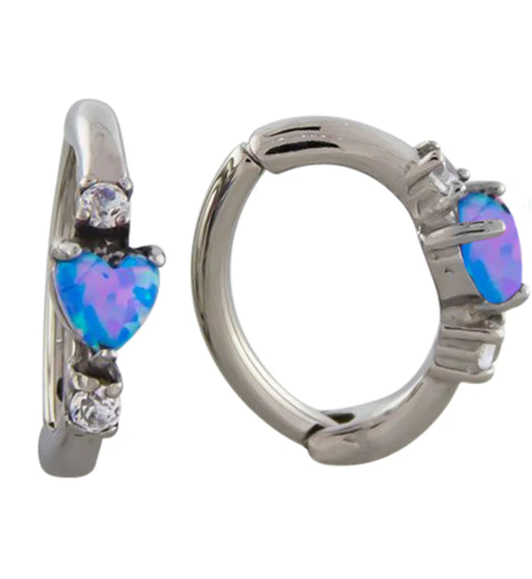 16G Heart Blurple Opalite Rook Clicker - Mrs Treak