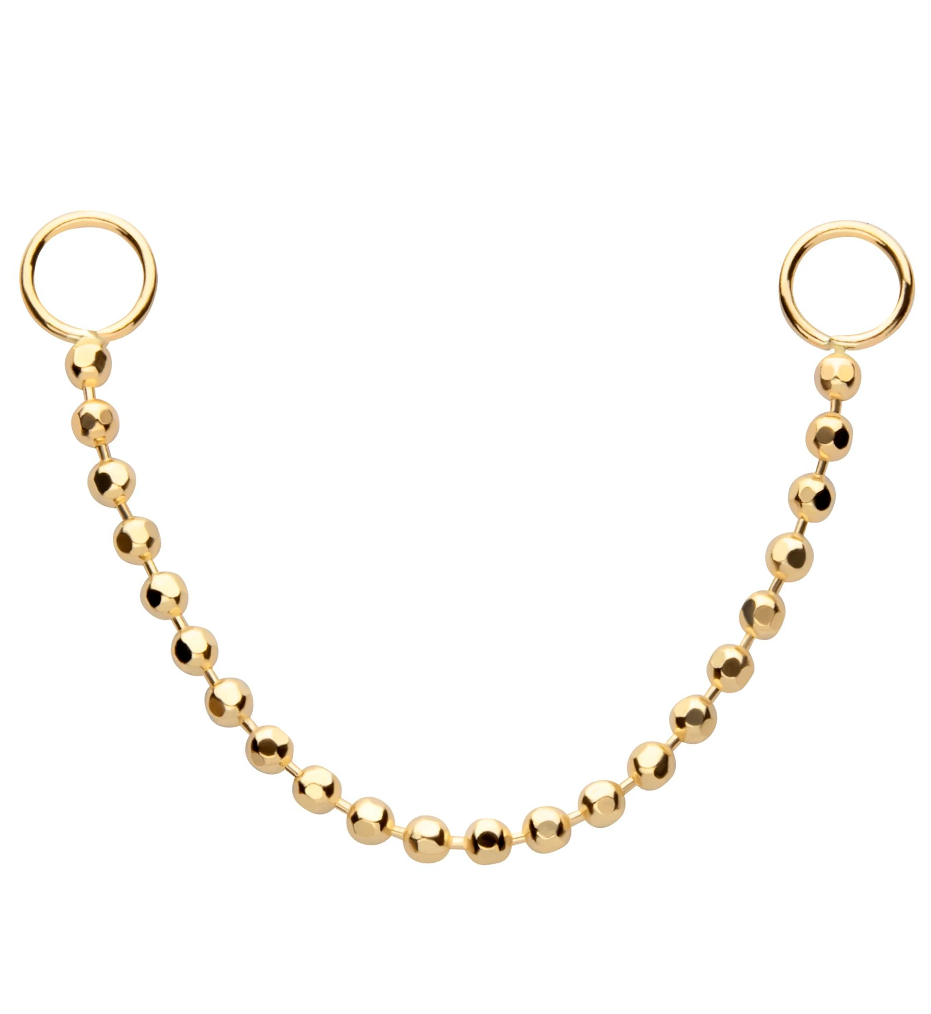 14kt Gold Bead Nose & Cartilage Piercing Chain - Mrs Treak