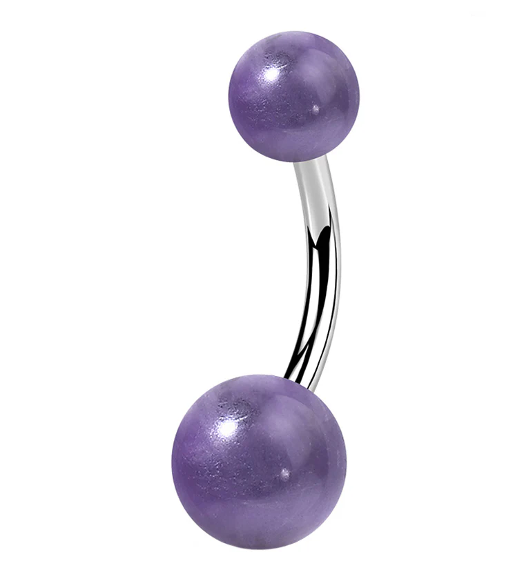 Double Amethyst Stone Belly Ring - Mrs Treak