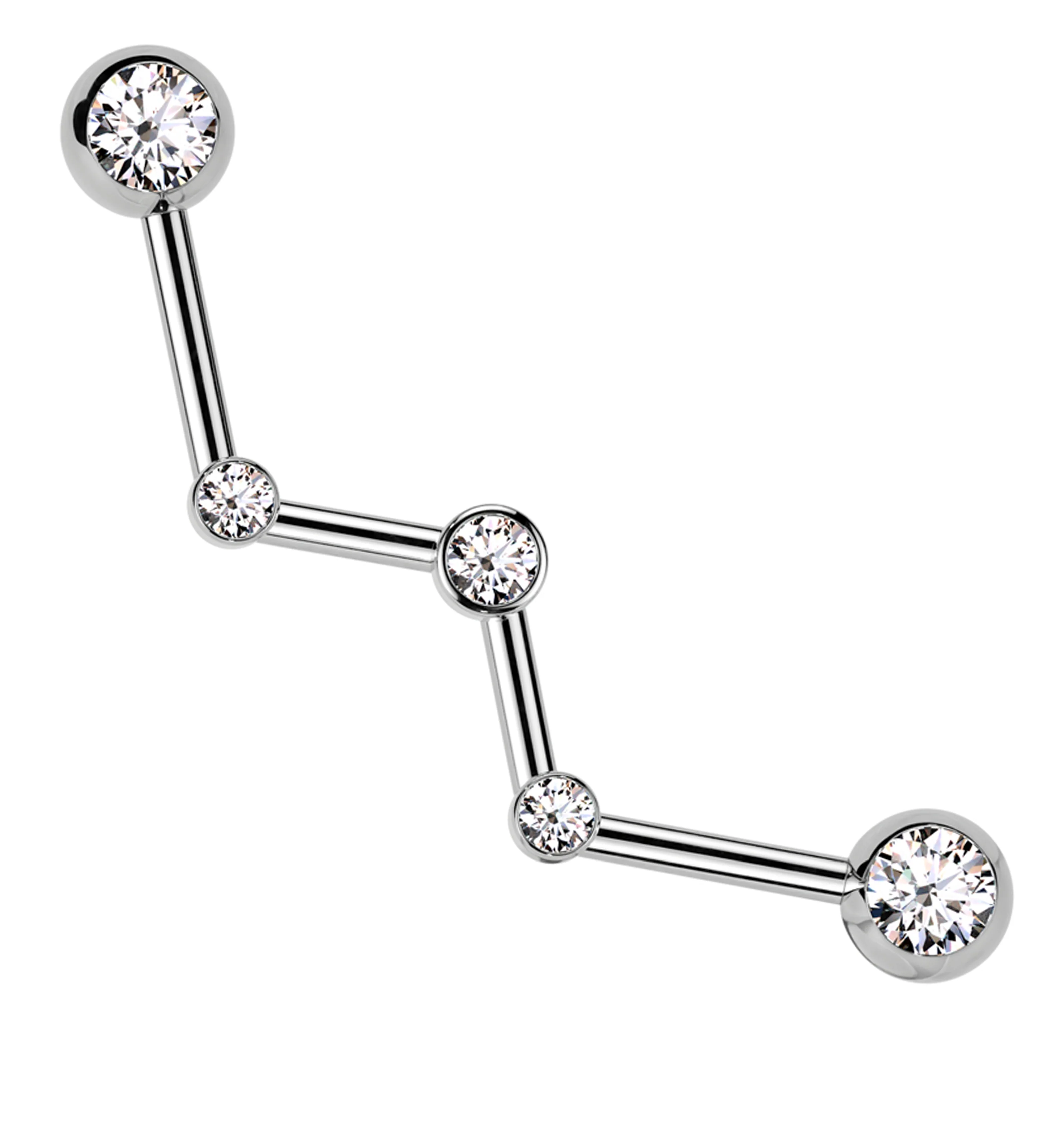 Zig Zag Clear CZ Stainless Steel Industrial Barbell - Mrs Treak