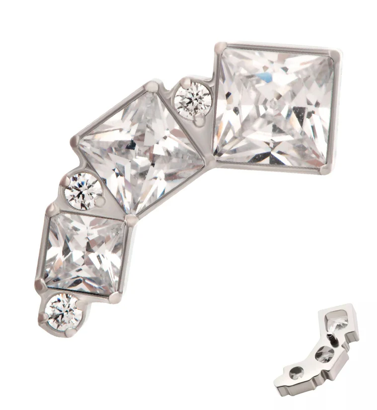 Square Descent Clear CZ Internally Threaded Titanium Top - Mrs Treak