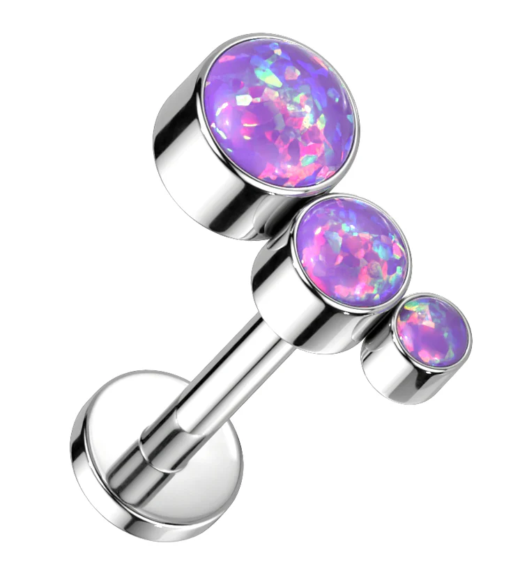 Crescendo Purple Opalite Titanium Internally Threaded Labret - Mrs Treak