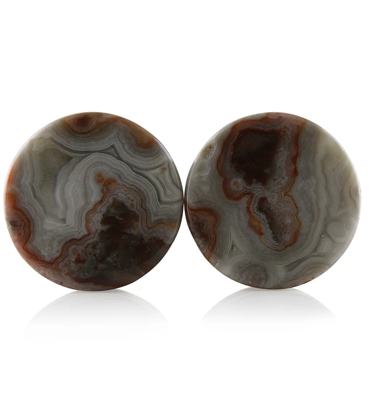 Laguna Lace Agate Stone Plugs 1 Inch (25mm) Version 8 - Mrs Treak