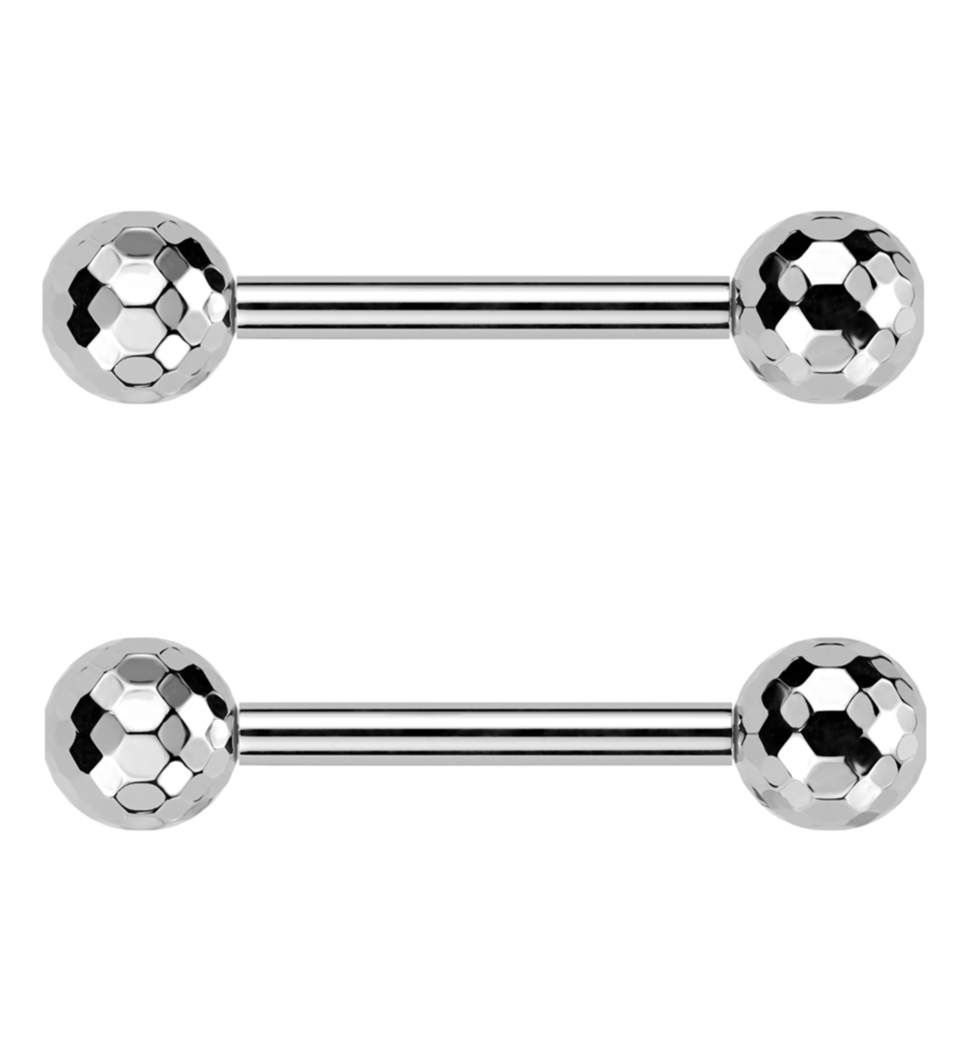 Faceted Threadless Titanium Nipple Barbells - Mrs Treak