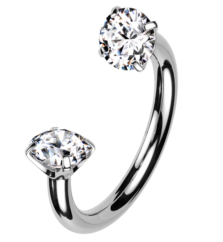 Prong Clear CZ Titanium Internally Threaded Circular Barbell - Mrs Treak