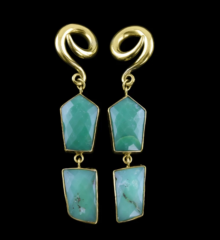 Double Chrysoprase Stone Ear Weights Version 3 - Mrs Treak
