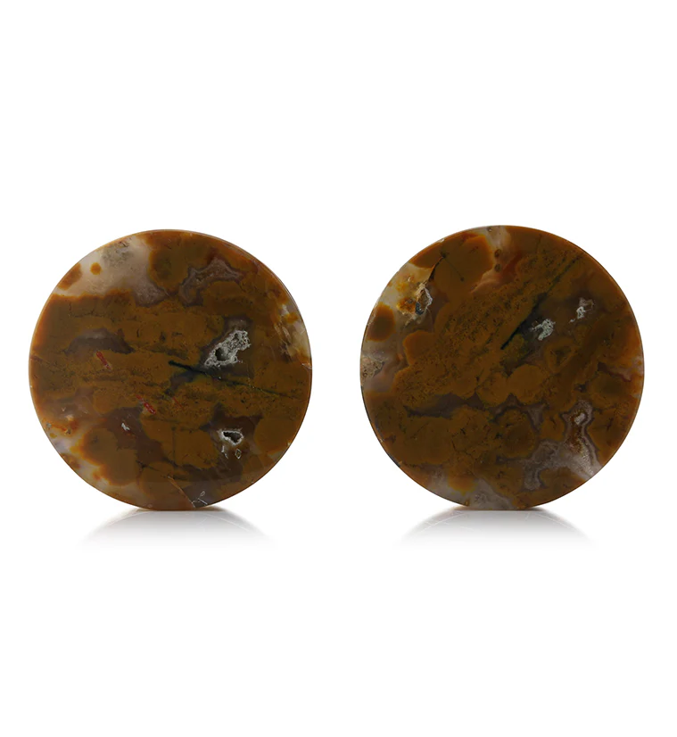 Ocean Jasper Stone Plugs 1 & 1/4