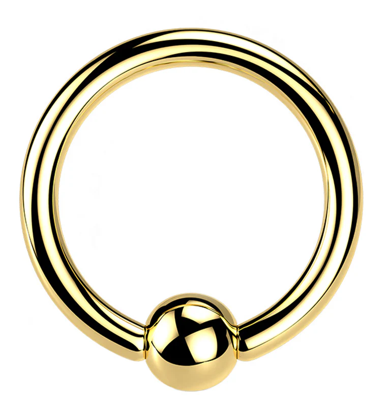 Gold PVD Titanium Captive Bead Ring - Mrs Treak